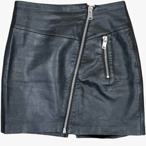 Stradivarius Black Faux Leather Mini Skirt